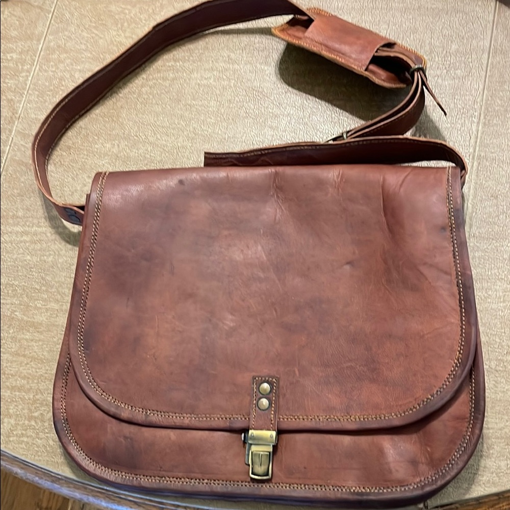 Brown Leather Messenger Bag
